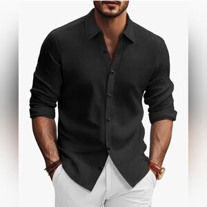 Paul Jones Black Button Up Long Sleeve Shirt Size 3XL Dress Work Casual